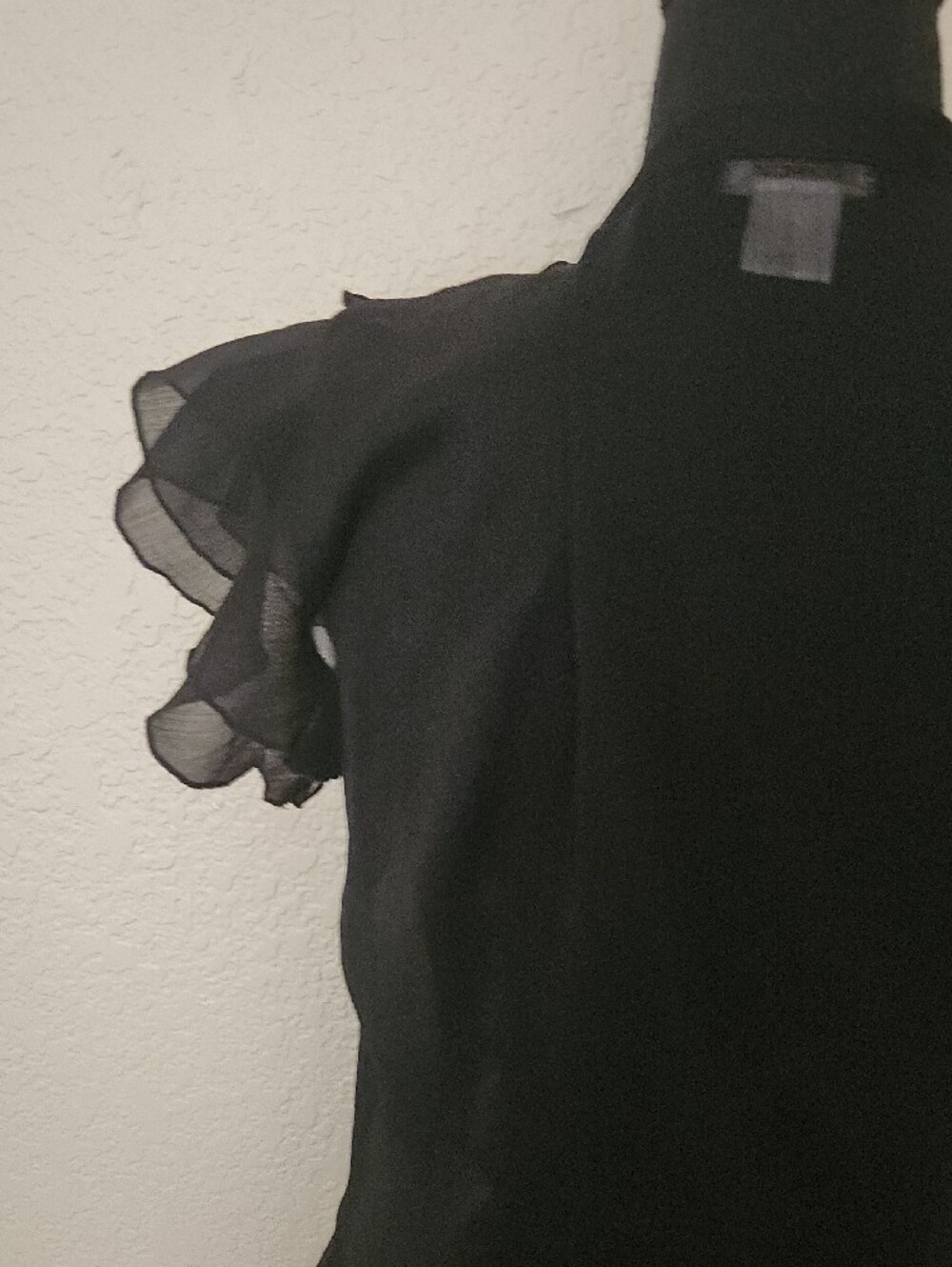 Women's Black Ruffle-Front Blouse - Picture 7 of 7